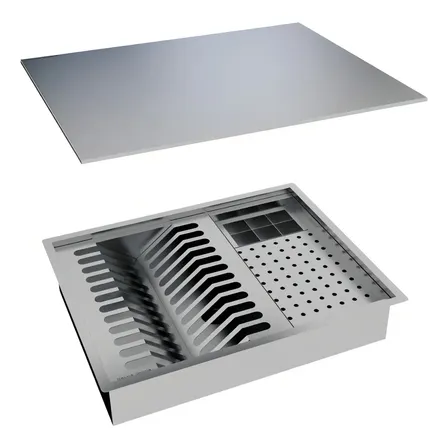 Calha Úmida Quadrada Lateral Escorredor Louça Inox Embutido Inox Escovado Scotch Brite
