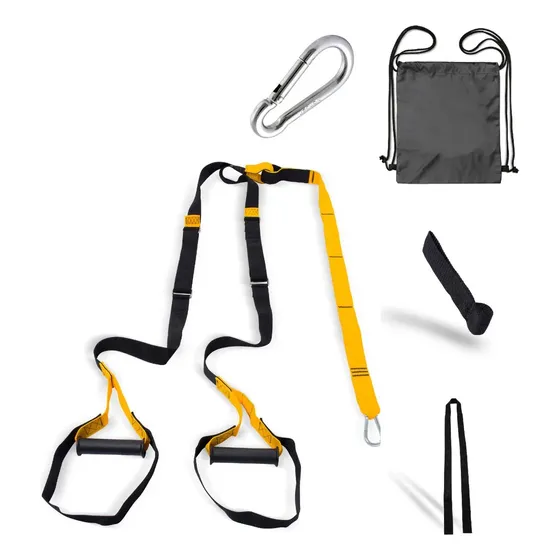 Fita Suspensao Funcional Tipo Trx Exercício Kit Be Stronger Cor Preto/Amarelo