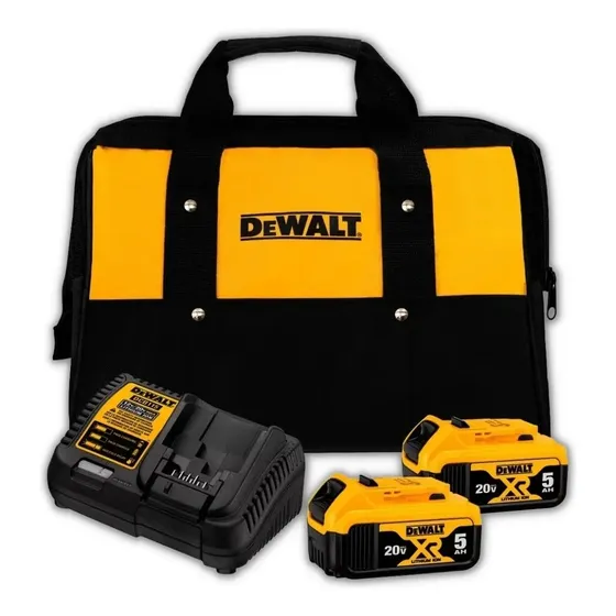 Kit com 2 Baterias 5Ah Dewalt Modelo DCB205C2K 1 Carregador e 1 Bolsa Bivolt
