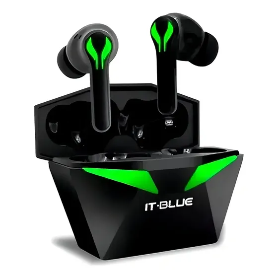 Fone De Ouvido Gamer Led Sem Fio Bluetooth 5.4 Com Microfone Le-2406 Baixa Latência 50ms Ideal Para Jogos Com Led Verde Preto