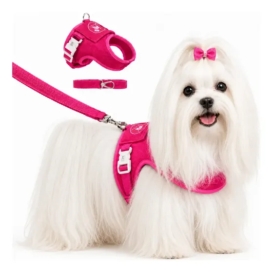 Coleira Peitoral C/ Guia Ergonomica que não machuca Dog Regulável anti puxão Pink Tamanho 3 Pet Finess