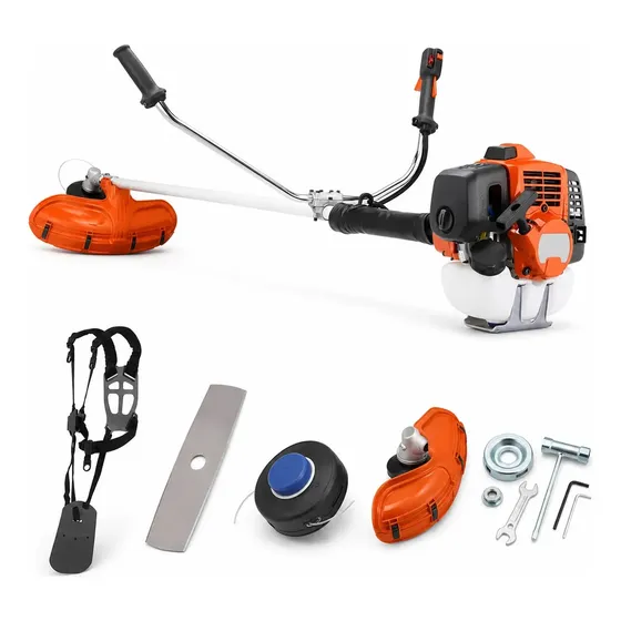 Roçadeira Husqvarna 143RS 41,5cc 2T Gasolina Profissional Lateral Com Cabeçote De Nylon Faca 2 Pontas E Cinturão