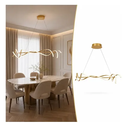 Lustre Pendente Moderno 120cm 40w Led Integrado Dourado