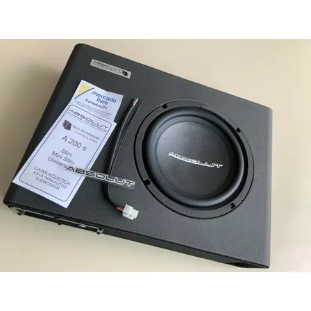 Tipo de alto-falante subwoofer Absolut Slim 8 Polegadas para carro/caminhonete cor preto de 2Ω 8" X 8" X 8 "