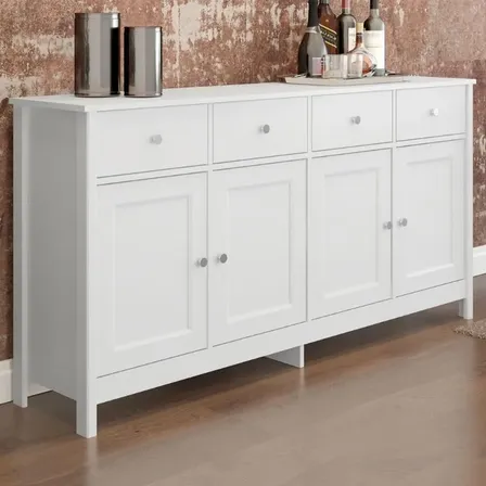 Aparador Buffet Ditália 4 Portas 4 Gavetas R-626 Branco Cozy Ditália Móveis
