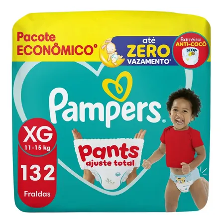 Fralda Pampers Pants Ajuste Total Tamanho Xg, 132 Unidades Extra Grande (xg) Sem Gênero