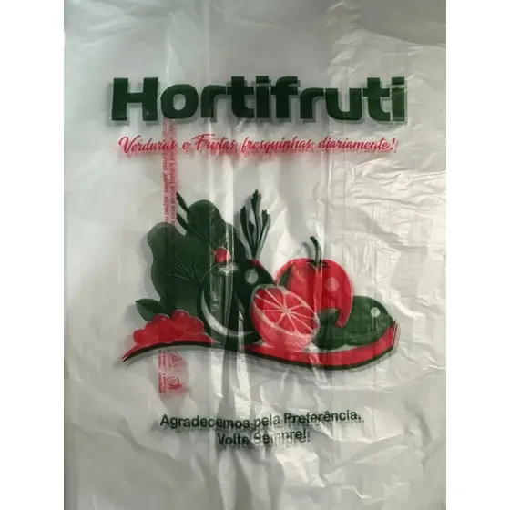 Sacola Plástica Transparente Hortifruti Sacolão Frutas - 36x50 cm - 600 Un