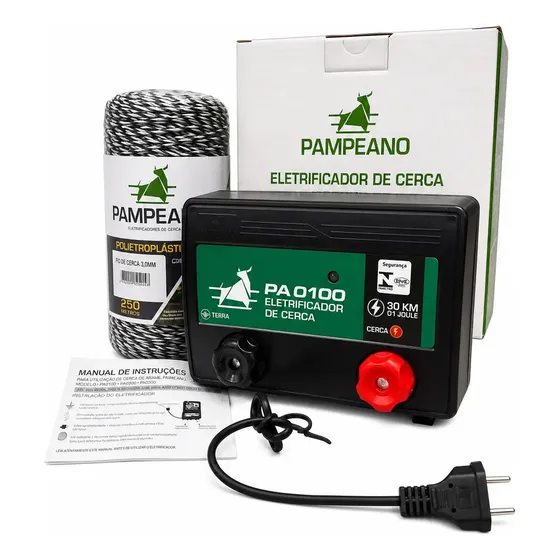 Aparelho De Choque Elétrico Cachorro Gato Galinha Gado Leite + Fio 250m + 50 Isoladores
