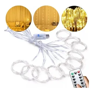 Cortina Luz De Led Fio De Fada 3x3 Usb Branco Quente