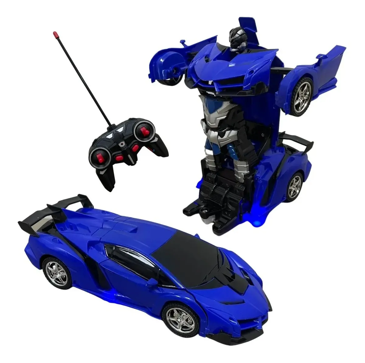 Carrinho De Controle Remoto 1:18 Vira Robô Importway Cor Azul