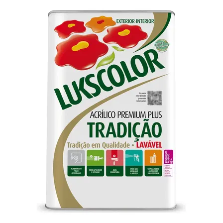 Tinta Acrílica Lukscolor Premium Plus 18L Fosco Branco Antimofo
