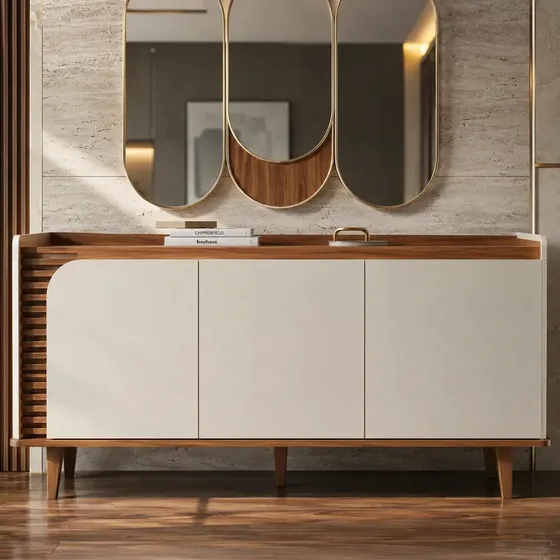 Buffet Para Sala De Jantar 3 Portas Jurerê Off White Casa Lustre Design Moderno