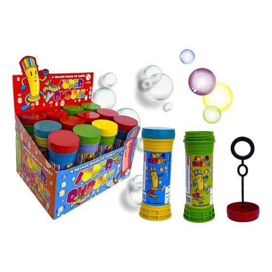 Tubete Bolinhas De Sabão Super Bubble 36 Unid 50ml Com Líquido
