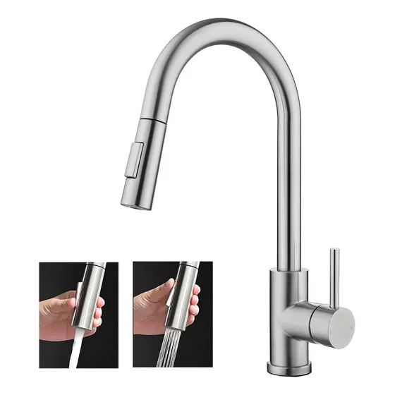 Torneira Yesop para cozinha bancada Gourmet Monocomando Escovada Acabamento Escovado cor prateado