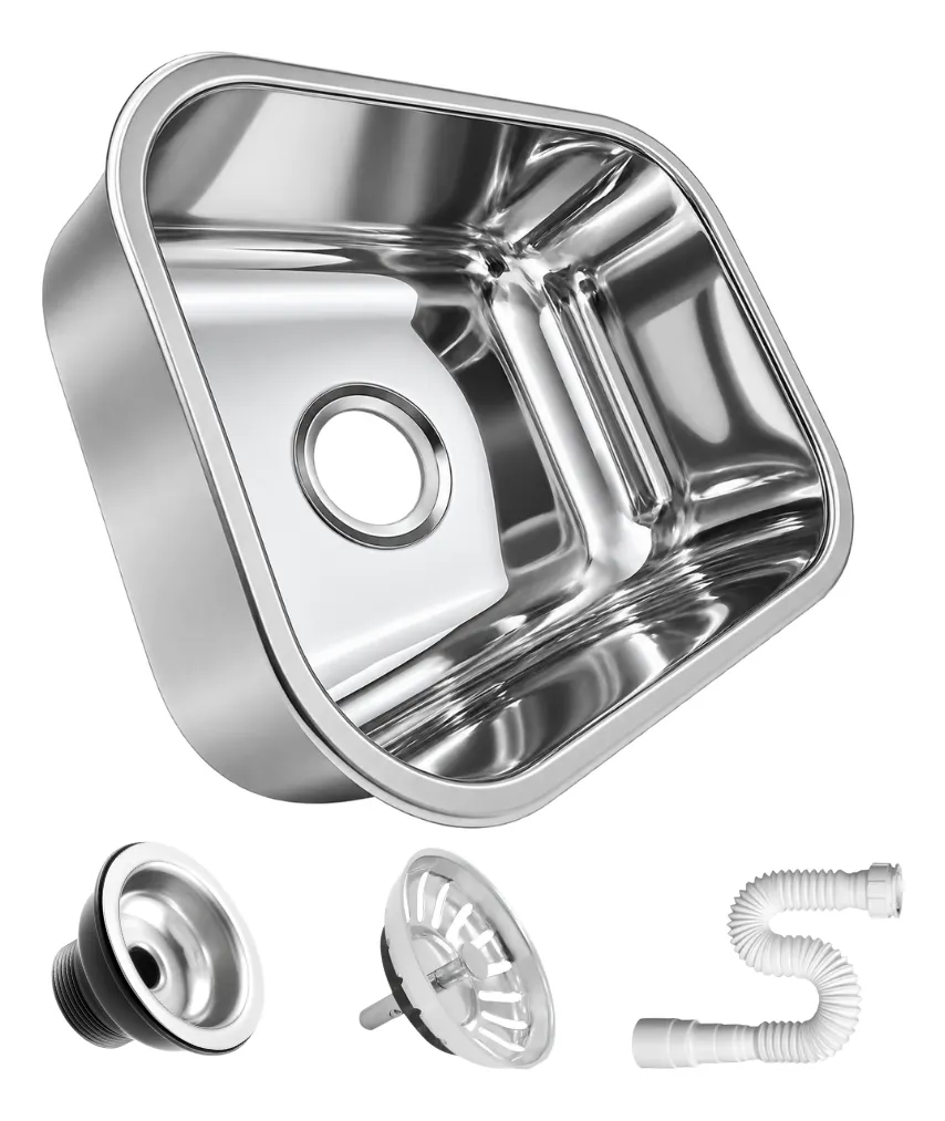 Cuba Pia Inox 47x30x17 - 430 Kty + Sifão + Válv Sem Cor