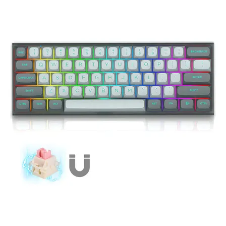 Teclado Mecânico E-yooso Hz61 Rgb 8000hz Qwerty Switch Magnético Branco/cinza Inglês Us