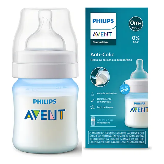 Mamadeira Classica Anti-colic 125ml Azul Philips Avent