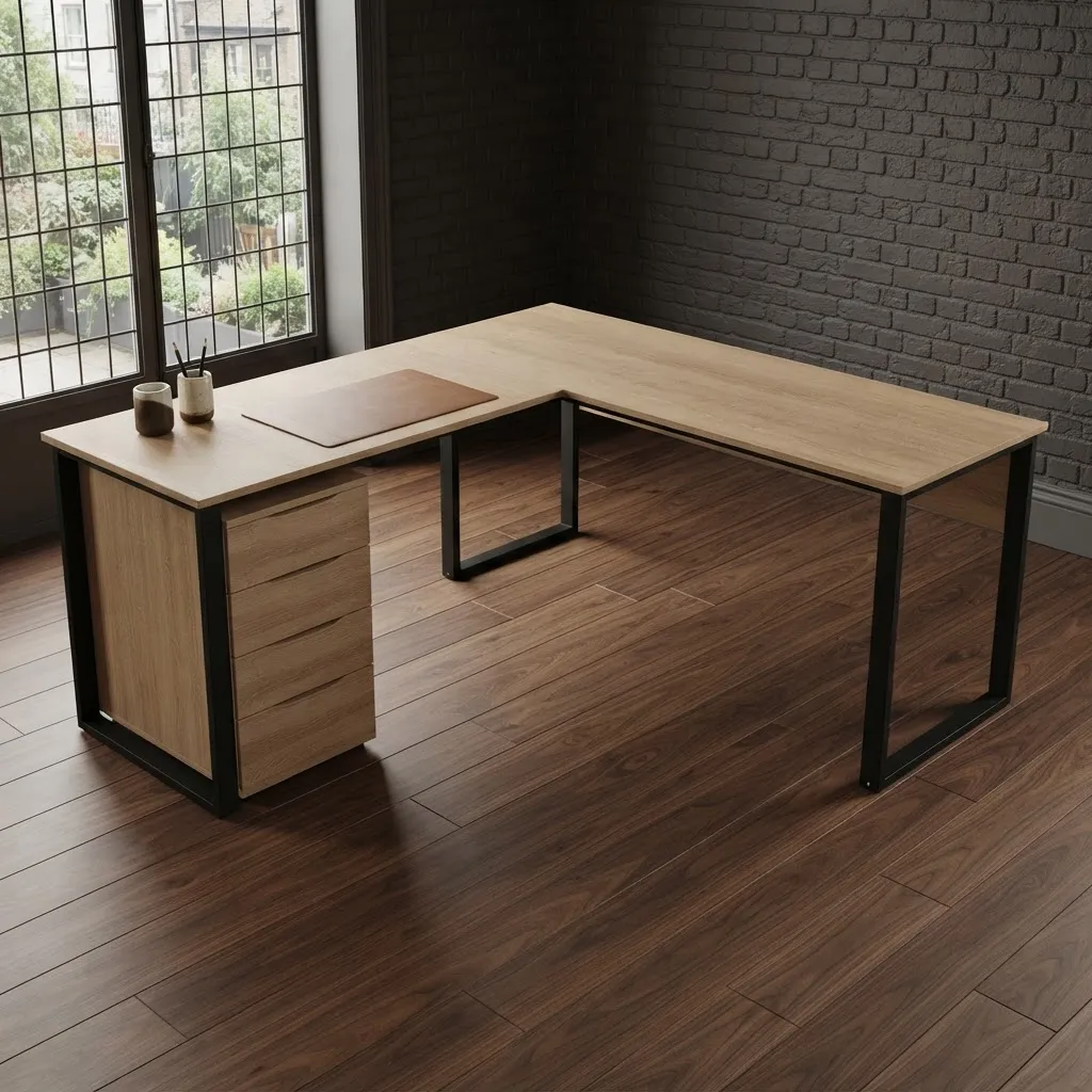 Conjunto Mesa L Home Office Gaveteiro Organizador Lamina Mel