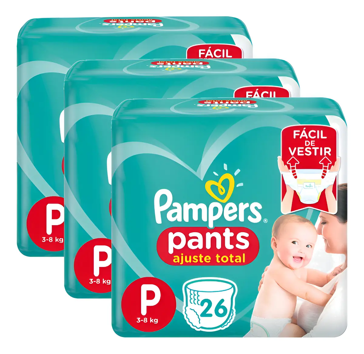 Kit 3 Pacotes Fraldas Pampers Pants P - 78 Fraldas P Sem Gênero