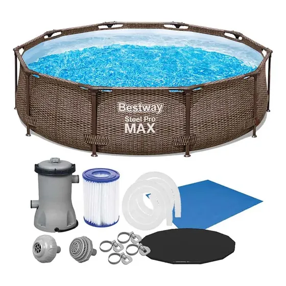 Piscina Estrutural 4.678l Deluxe Rattan Completa Bestway Cor Marrom Bomba 110V