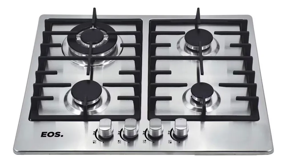 Fogão Cooktop Inox A Gás 4 Bocas 1 Dupla Ecg04 Bivolt - Eos Prateado Bivolt