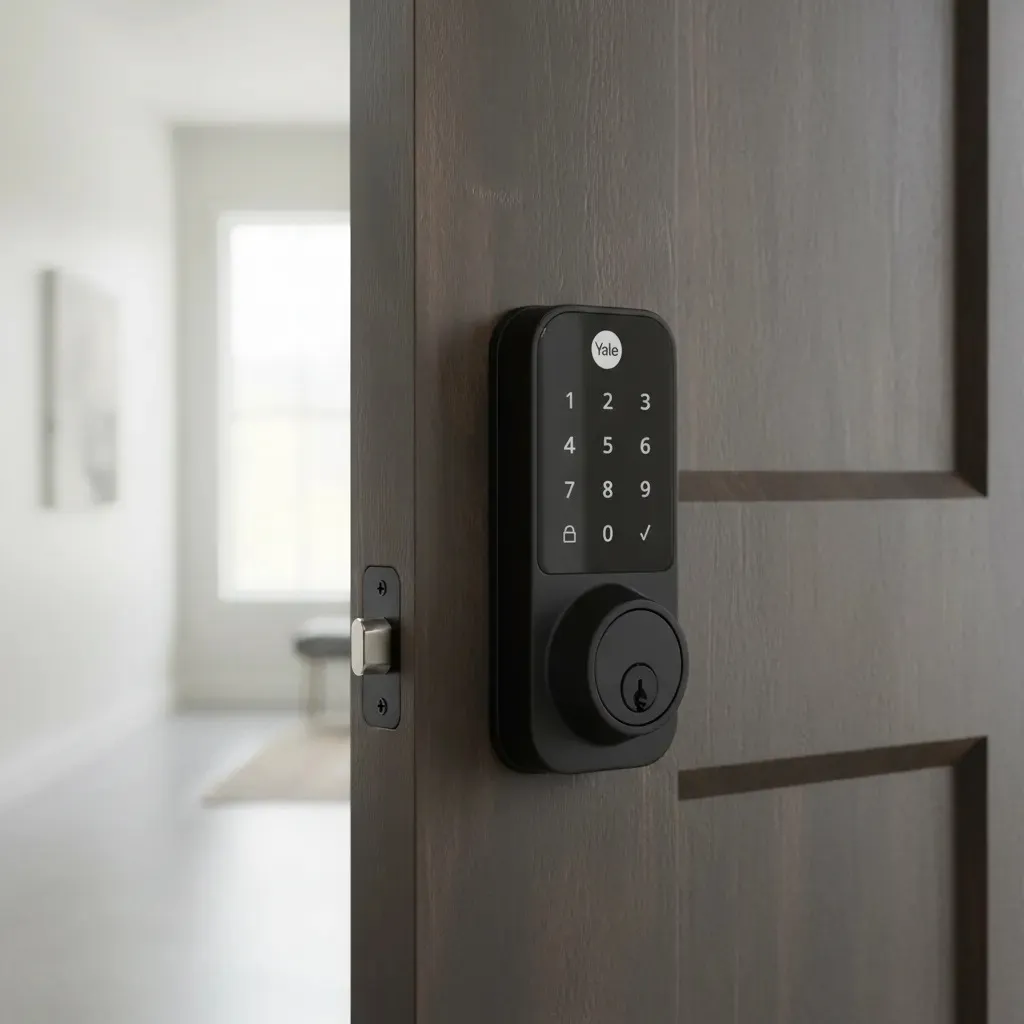 Fechadura Digital Eletrônica De Embutir YDD 120 Externa Chuva Sol Preta Fosca Trinco Deadbolt- Yale