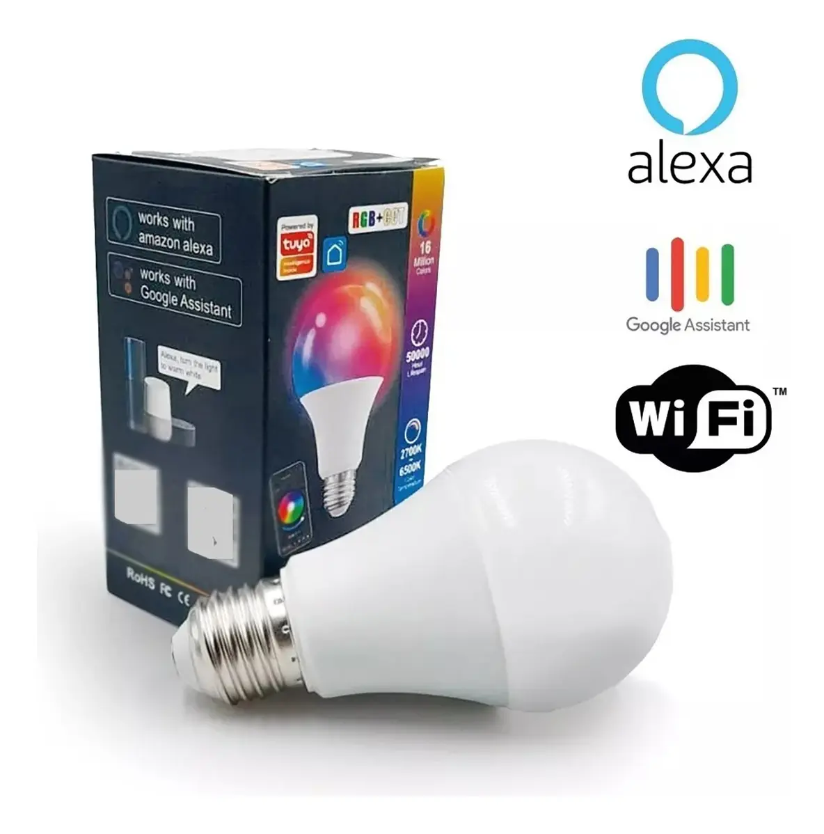 Lâmpada Wifi Para Alexa Google Assistant Tuya Smart Life 15w Cor da luz RGB