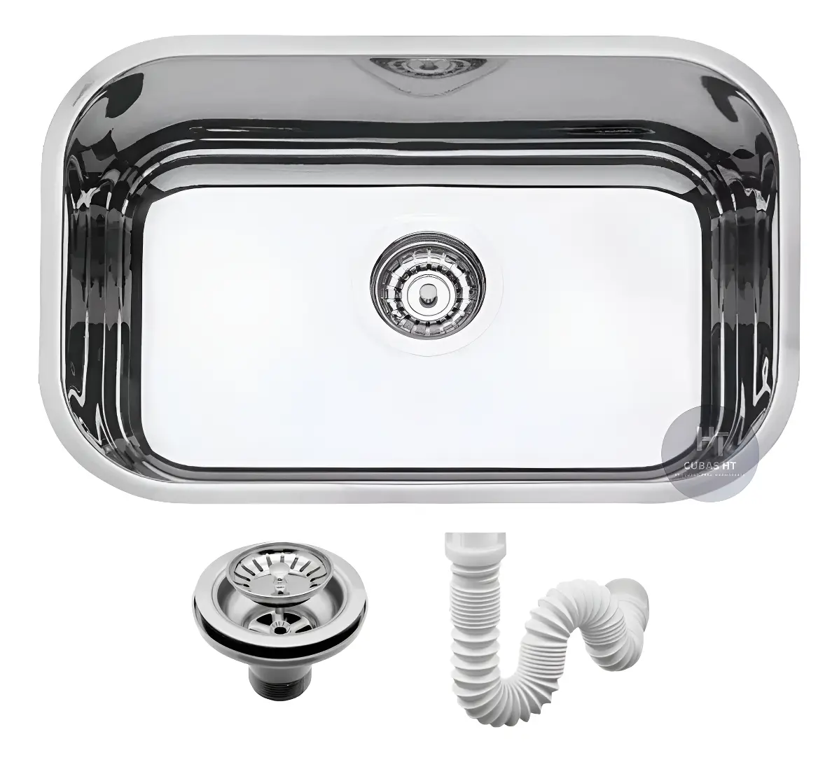 Cuba Pia N1-14 46x30x14cm Inox 430 Cozinha Válvula Sifão Prateado