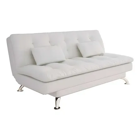 Sofá-cama 3 Lugares Casal Premium Couro Sintético Branco