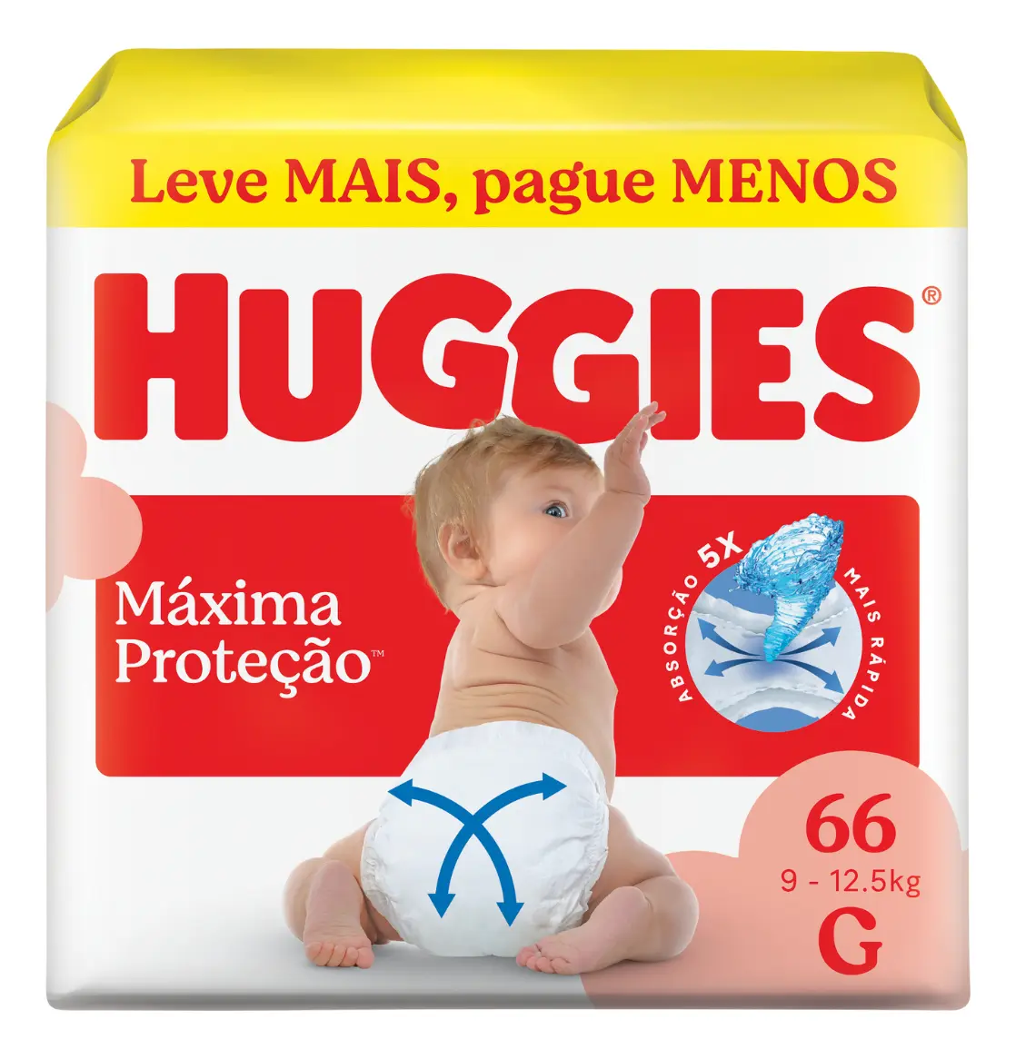 Huggies Fralda Descartável Máxima Proteção G - 66 Un