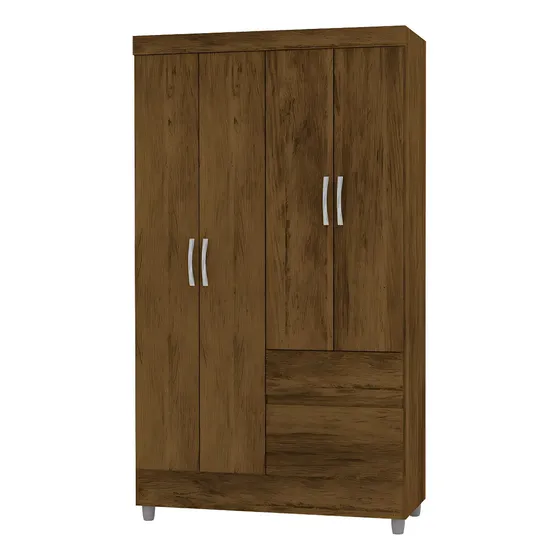 Guarda-roupa Solteiro San Diego 4 Portas 2 Gavetas Imbuia - Cor Marrom