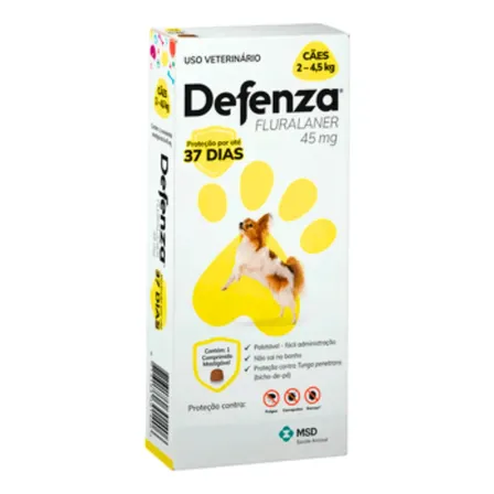 Antipulgas Defenza 45mg Cães De 2 A 4,5kg 1 Comprimido Msd