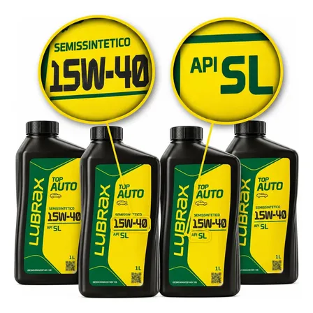 Kit 4l Oleo Lubrax Top Auto 15w40 Semissintetico Api Sl Flex