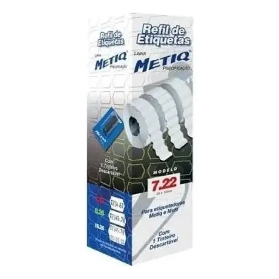 Etiqueta Metiq 7.22 para Codificação Datação Precificação 22x12mm 1500 unid