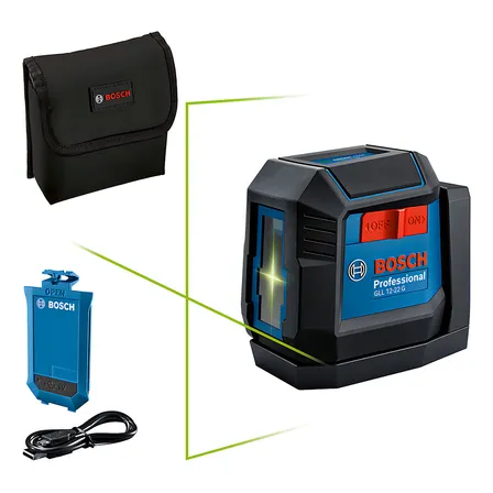 Nível A Laser Linear Cruzado Verde 12m Gll 12-22g Li Bosch Com Bateria + Bolsa De Proteção