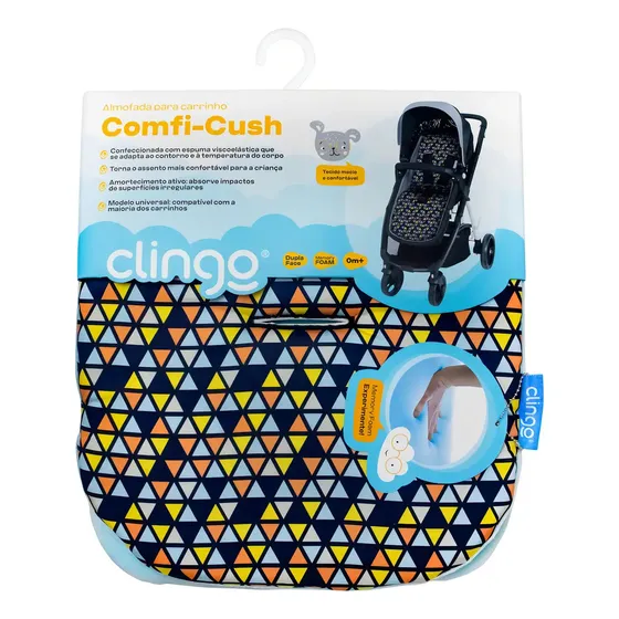 Colchonete Almofada Infantil Carrinho Bebê Dupla Face Clingo Cor Triângulos Coloridos