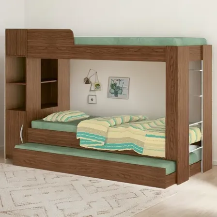 Treliche Solteiro Ditália MDP/MDF Marrom Cama Auxiliar e Baú 225x87cm