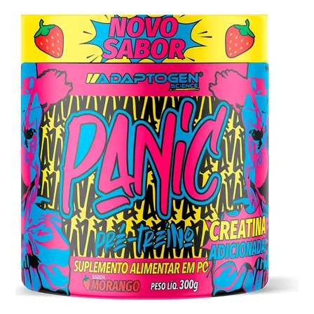 Suplemento Adaptogen Science Pré Treino Panic en pó sabor morango x 300g