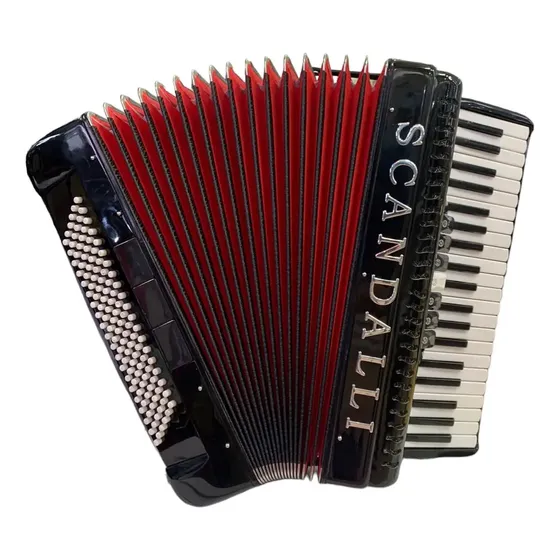 Acordeão Piano Scandalli 120 Baixos Preto Brilhante Italiana