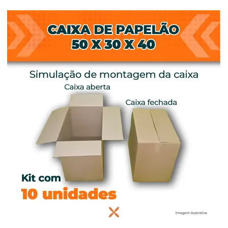 Kit 10 Caixas De Papelão Grande Medidas 50x30x40 P/ Mudança Cor Parda