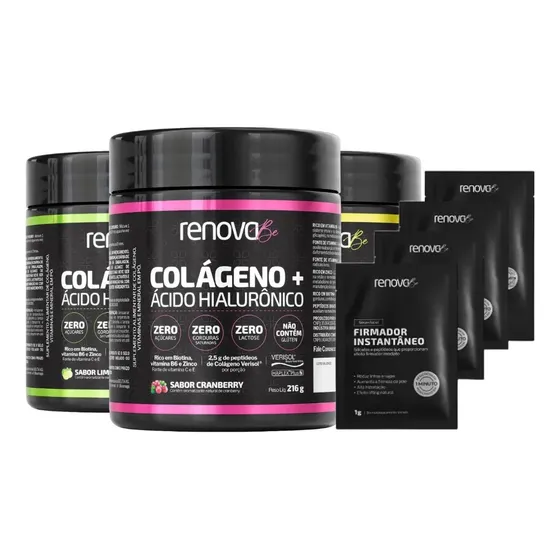 Kit 3 Colágenos Verisol Com Ácido Hialurônico E Biotina + Sachê Firmador Instantâneo
