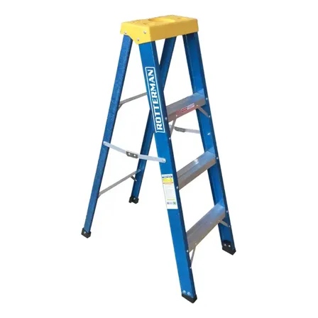 Escada De Fibra De Vidro 4 Degraus 1,20 M Americana Simples Azul