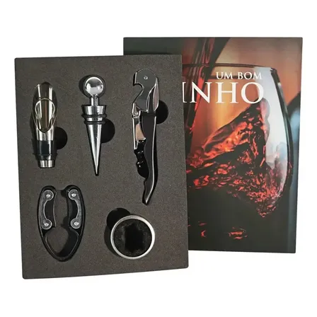 Kit Vinho Saca Rolhas Abridor Tampa Dosador Presente