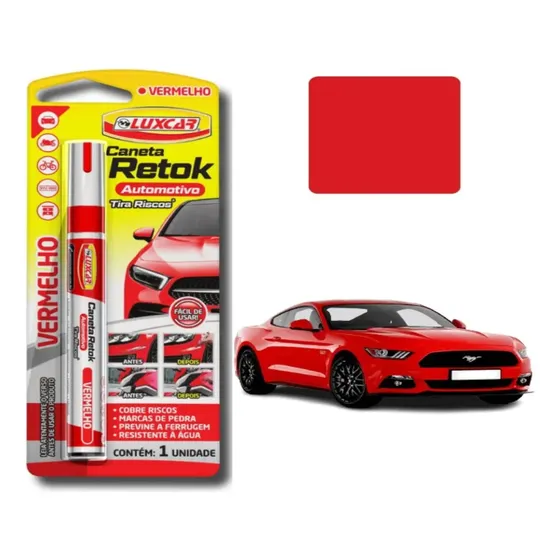 Caneta Retok Tira Riscos Automotivos Diversas Cores Luxcar Cor Vermelho