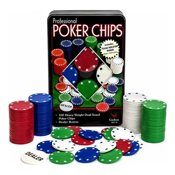 Fichas para Poker com 100 Fichas Plástico 4cm Jogo de Cartas