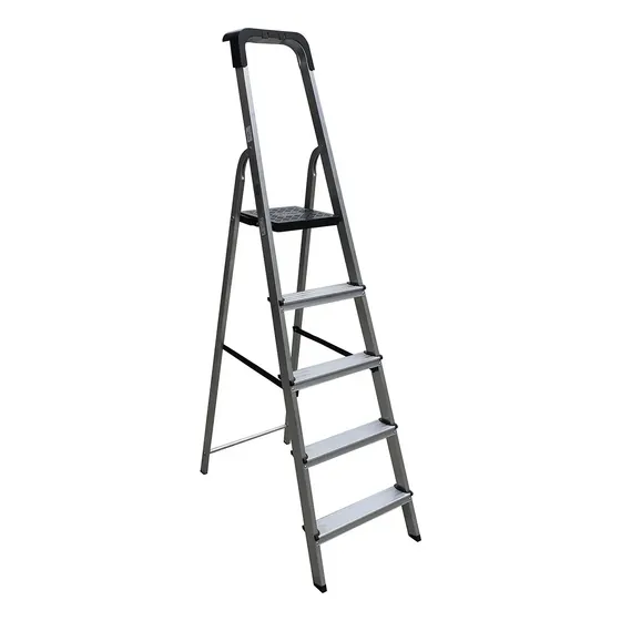 Escada 5 Degraus Aluminio Dobrável 1.89m Botafogo Metálico