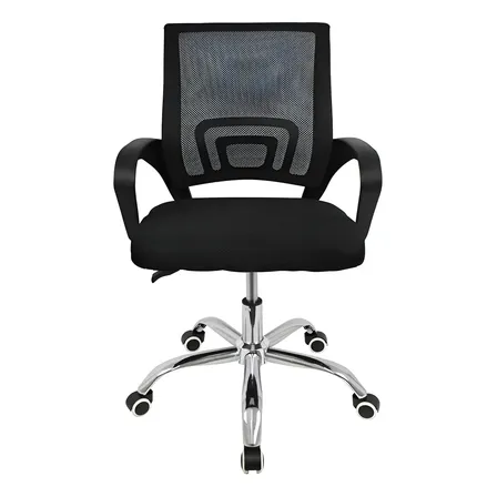 Cadeira Giratoria Facil Montagem Para Escritorio De Trabalho Cor Preto Material Do Estofamento Nylon