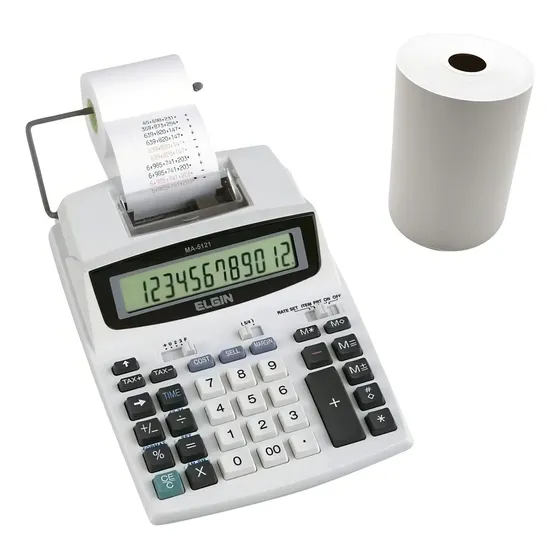 Calculadora de Mesa Elgin MA-5121 Impressora Bobina 12 Dígitos LCD