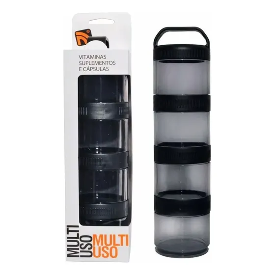 Porta Suplementos Fitness Prottector 4 Divisões 100ml Hermético BPA Free