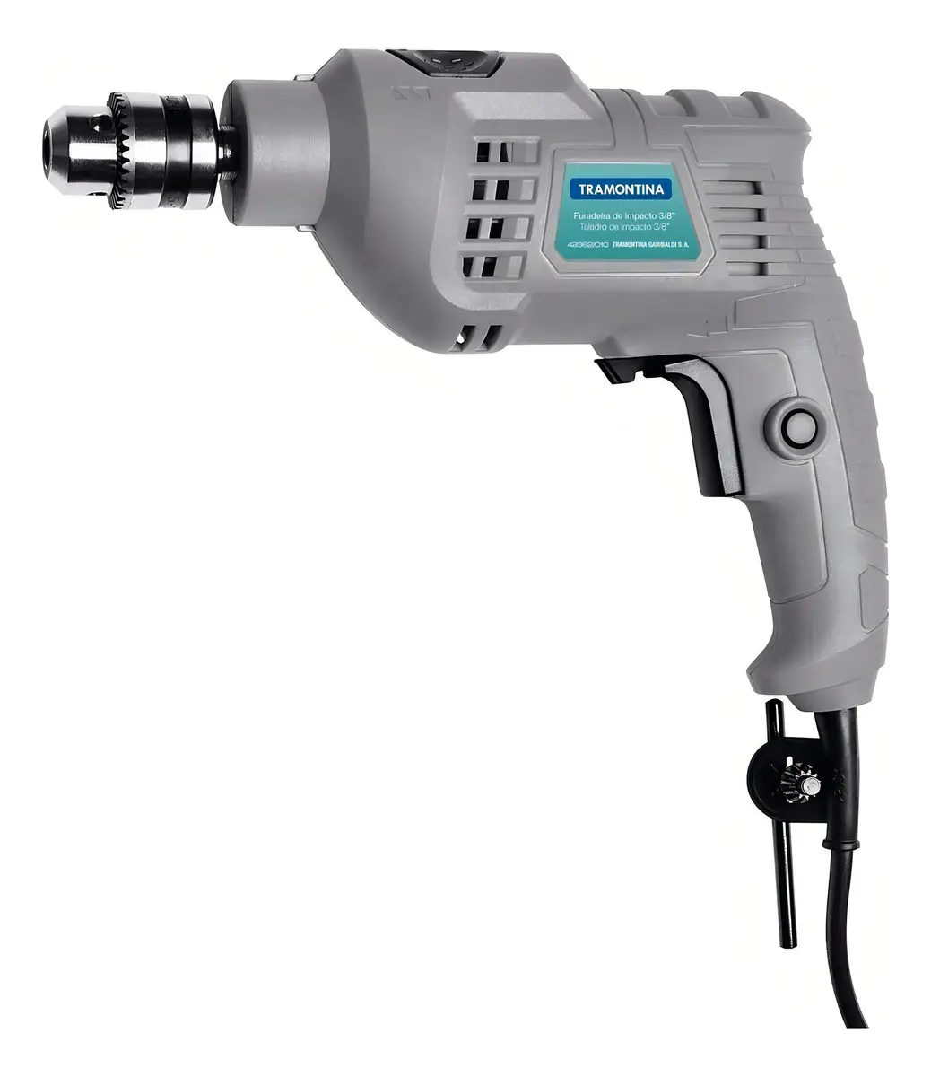 Furadeira De Impacto 500 W 3/8 Tramontina Cor Cinza Frequência 50 Hz/60 Hz